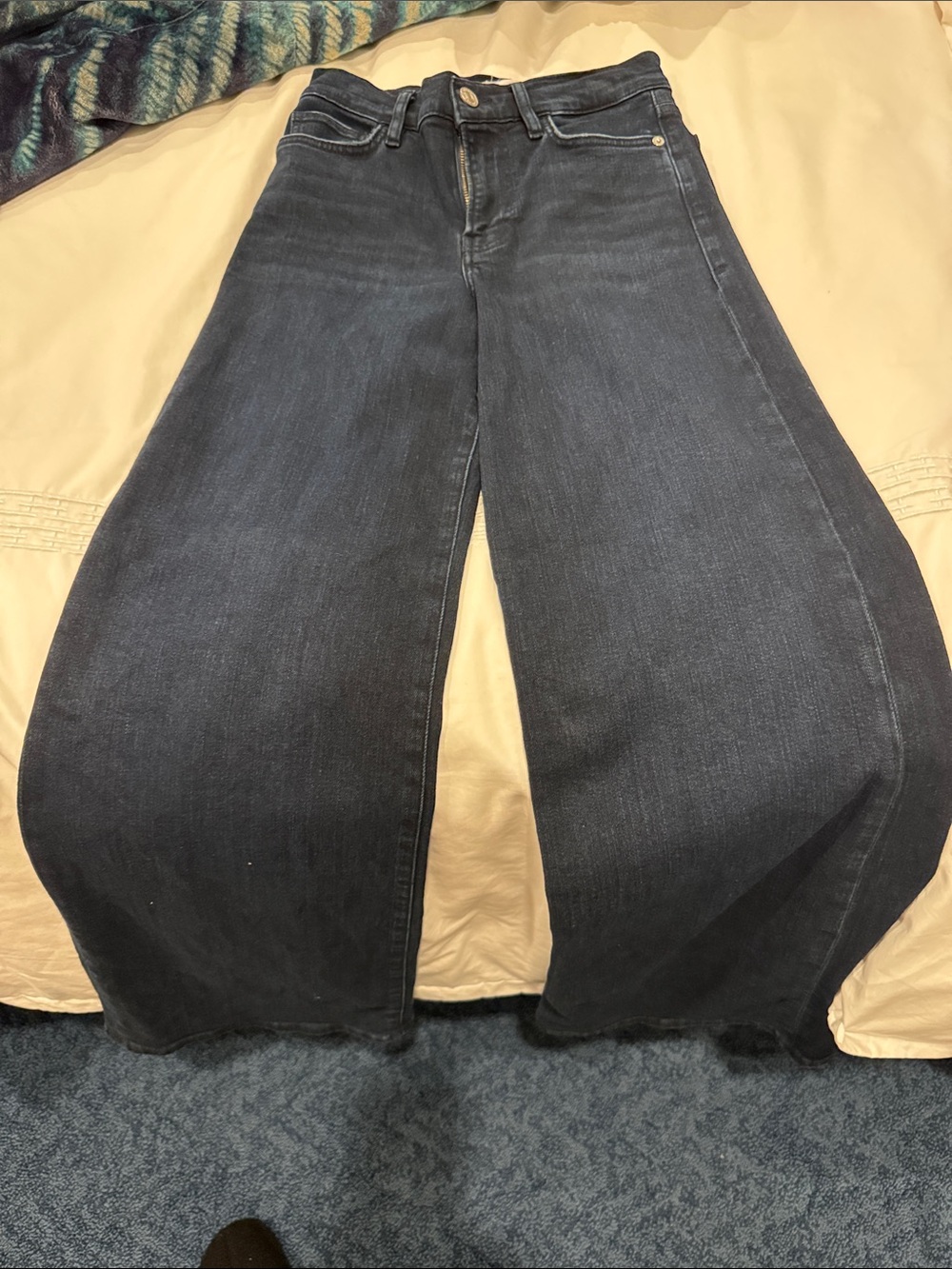 Frame High-Rise Wide Leg Women's Jeans in Dark Blue